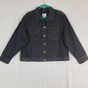 Vtg Carolina Blues *Plus* Women's 18 Denim Jean Jacket Dark Wash
